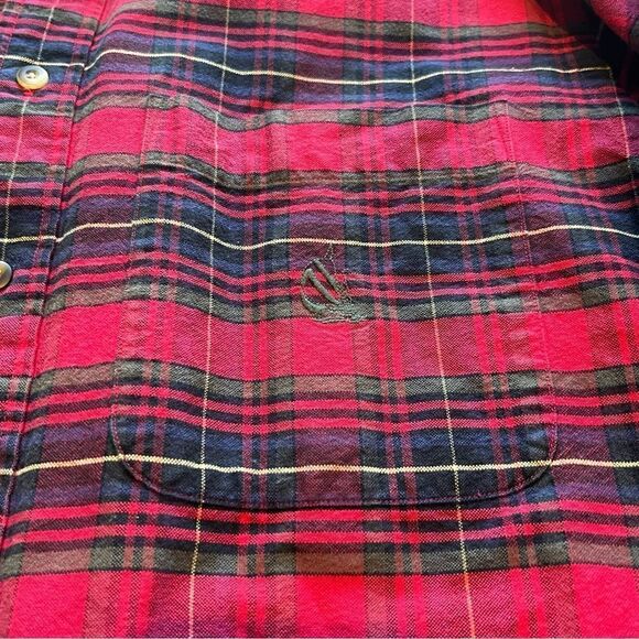 Nautica Men's Button Down Cotton Long Sleeve Shirt Red/Green/Blue Plaid Medium - Picture 4 of 10